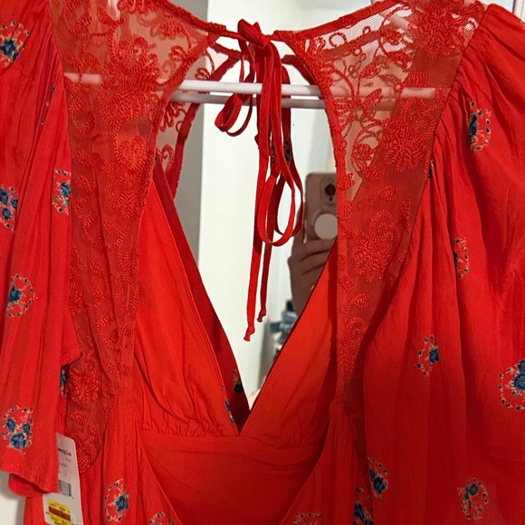 Free People Red Floral Backless Dress - Picture 3 of 3